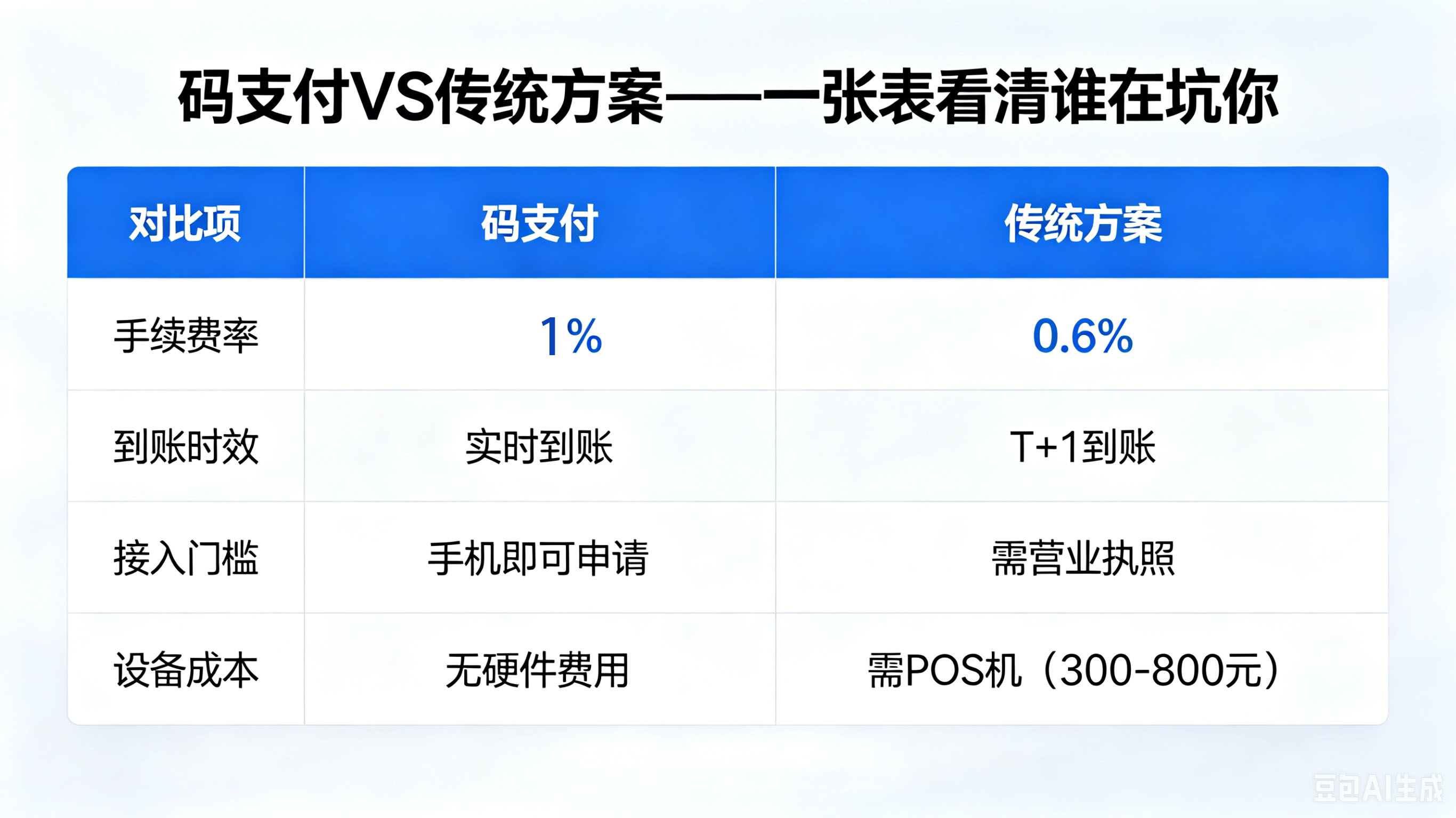 码支付 VS 传统方案 —— 一张表看清谁在坑你